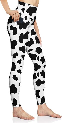VWELOG Cow Print Leggings for Women High Waist Workout Leggings Soft Yoga Leggings Workout Pants Running Pants in Saudi Arabia