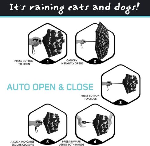 FLAT CATS & FLAT DOGS Travel Umbrella with Automatic Open & Close Function | Small, Foldable & Portable Compact Umbrella for Backpack | Windproof Umbrellas for Rain & UV Protection in Saudi Arabia