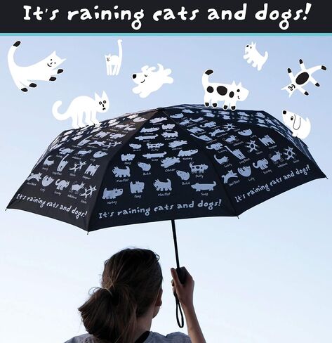 FLAT CATS & FLAT DOGS Travel Umbrella with Automatic Open & Close Function | Small, Foldable & Portable Compact Umbrella for Backpack | Windproof Umbrellas for Rain & UV Protection in Saudi Arabia