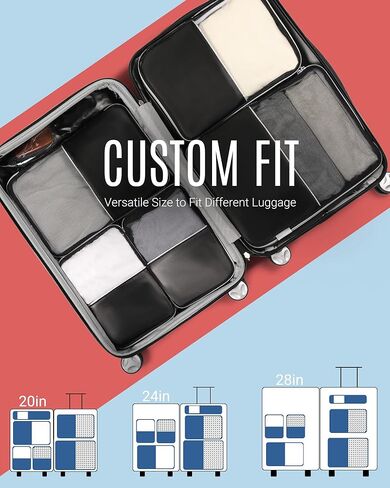 Compression Packing Cubes, LIGHT FLIGHT 7 Set Travel Cubes for Packing, Lightweight Suitcase Organizer Bags Set & Luggage Organizer, Travel Bags Organizer for Luggage with Shoe Bag(Black) in Kuwait