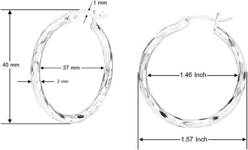 SOLIDSILVER- أقراط من الفضة الإسترليني بقطع الماس شريطية فوق الأعلى للنساء والفتيات والمراهقات بمقاسات 15-70 ملم in Kuwait