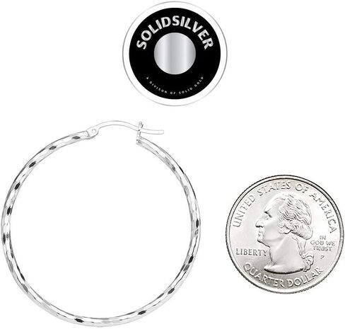 SOLIDSILVER- أقراط من الفضة الإسترليني بقطع الماس شريطية فوق الأعلى للنساء والفتيات والمراهقات بمقاسات 15-70 ملم in Kuwait