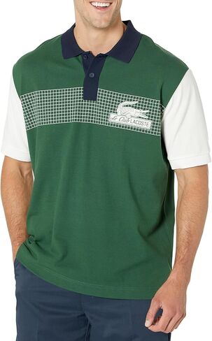 Lacoste Contemporary Collection's Men's Short Sleeve Loose Fit Pique Graphic Polo Shirt in Saudi Arabia