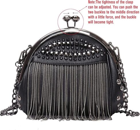 حقائب كروس على طراز فاسق للنساء ببرشام شرابة وحقيبة كتف للسيدات بسلاسل سوداء in Kuwait