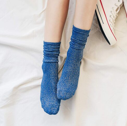 Women's Shiny Pearl Socks Colorful Glitter Crew Socks in Kuwait