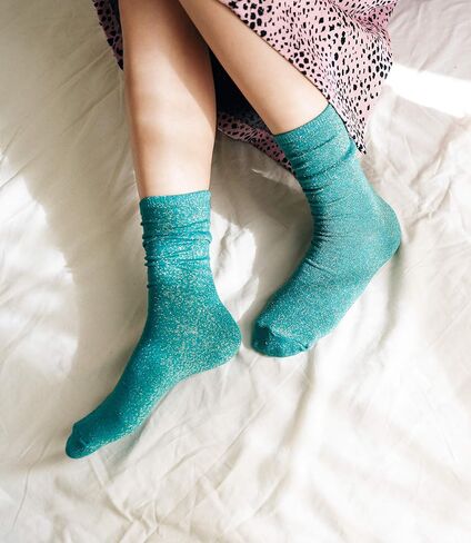 Women's Shiny Pearl Socks Colorful Glitter Crew Socks in Kuwait