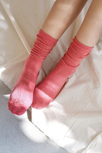 Women's Shiny Pearl Socks Colorful Glitter Crew Socks in Kuwait