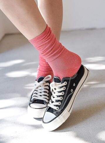 Women's Shiny Pearl Socks Colorful Glitter Crew Socks in Kuwait