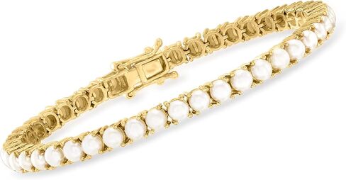 Ross-Simons 4mm Cultured Pearl Tennis Bracelet in 18kt Gold Over Sterling. 7 inches in Saudi Arabia