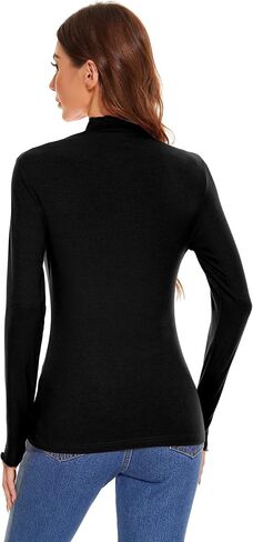 Womens Long Sleeve Mock Turtleneck Tops Lightweight Sweater Layer Shirts in Saudi Arabia