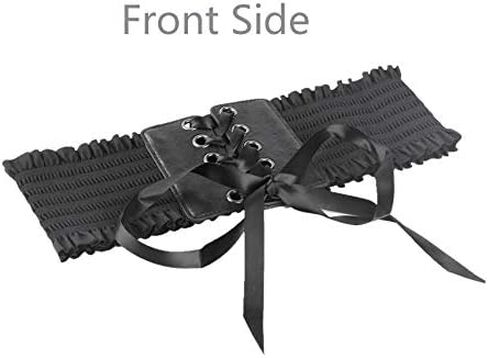 حزام خصر عريض من الدانتيل للنساء من Jurxy، حزام خصر مطاطي، حزام لف على طراز Obi، أحزمة خصر - أسود in Kuwait