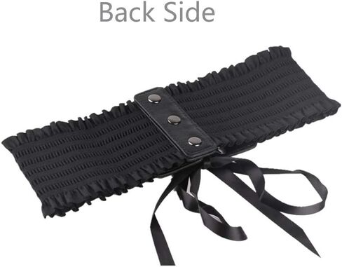 حزام خصر عريض من الدانتيل للنساء من Jurxy، حزام خصر مطاطي، حزام لف على طراز Obi، أحزمة خصر - أسود in Kuwait