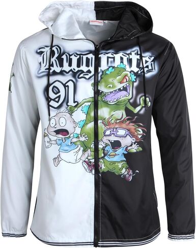 سترة Nickelodeon الرجالية - معطف خفيف الوزن مزود بغطاء للرأس - ملابس شارع حديثة للرجال: SpongeBob Rugrats (S-XL) in Saudi Arabia