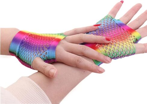 قفازات شبكية بدون أصابع من KADBLE 7 أزواج للنساء، 80s قفازات شبكية قابلة للتمدد من النايلون للرقص ديسكو والحفلات التنكرية in Kuwait