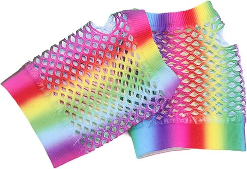قفازات شبكية بدون أصابع من KADBLE 7 أزواج للنساء، 80s قفازات شبكية قابلة للتمدد من النايلون للرقص ديسكو والحفلات التنكرية in Kuwait