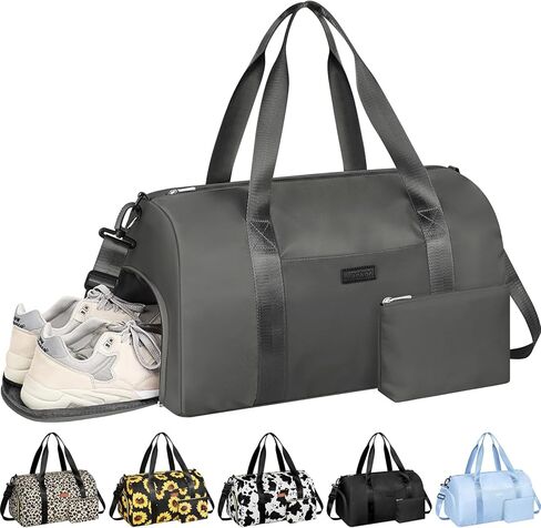 حقائب فانكور للصالة الرياضية للنساء والرجال كبيرة، حقيبة دفل رياضية مقاومة للماء مع حجرة للأحذية، حقيبة من القماش الخشن لصالة الألعاب الرياضية، حقيبة محمولة للتمرين في عطلة نهاية الأسبوع طوال الليل وعطلة نهاية الأسبوع في المستشفى باللون الرمادي الداكن in Kuwait