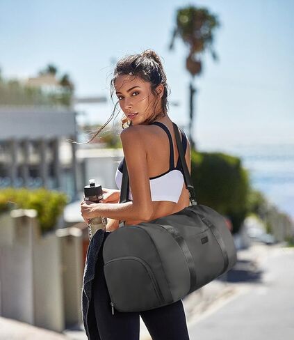 حقائب فانكور للصالة الرياضية للنساء والرجال كبيرة، حقيبة دفل رياضية مقاومة للماء مع حجرة للأحذية، حقيبة من القماش الخشن لصالة الألعاب الرياضية، حقيبة محمولة للتمرين في عطلة نهاية الأسبوع طوال الليل وعطلة نهاية الأسبوع في المستشفى باللون الرمادي الداكن in Kuwait