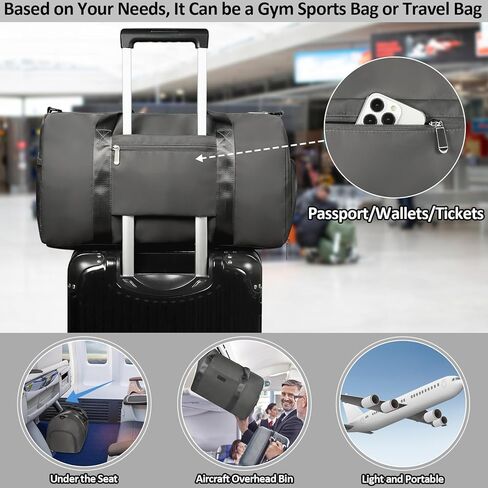 حقائب فانكور للصالة الرياضية للنساء والرجال كبيرة، حقيبة دفل رياضية مقاومة للماء مع حجرة للأحذية، حقيبة من القماش الخشن لصالة الألعاب الرياضية، حقيبة محمولة للتمرين في عطلة نهاية الأسبوع طوال الليل وعطلة نهاية الأسبوع في المستشفى باللون الرمادي الداكن in Kuwait