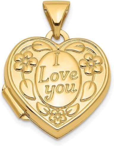 Diamond2Deal 14k Yellow Gold I Love You Heart Locket 0.67g for Women in Saudi Arabia