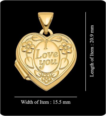Diamond2Deal 14k Yellow Gold I Love You Heart Locket 0.67g for Women in Saudi Arabia