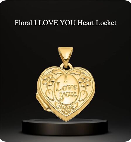 Diamond2Deal 14k Yellow Gold I Love You Heart Locket 0.67g for Women in Saudi Arabia
