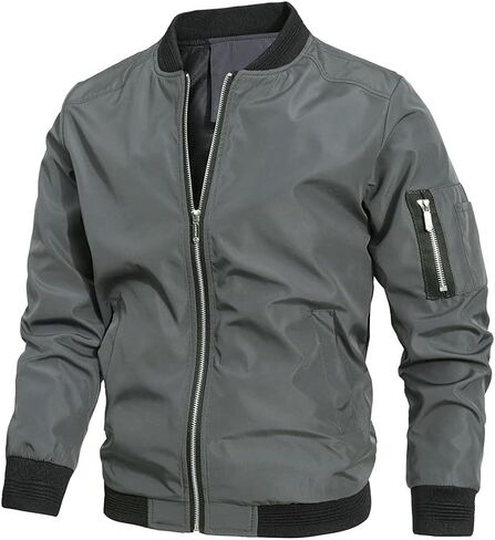 سترات بومبر رجالية من Litteking خفيفة الوزن كاجوال معطف ناعم بسحاب ملابس رياضية سترة واقية من الرياح in Kuwait