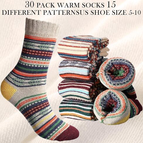 Vabean 30 Pairs Womens Winter Socks Thick Knit Socks Casual Socks Soft Warm Socks Women Sleeping Socks Slipper Socks Women Gift in Kuwait