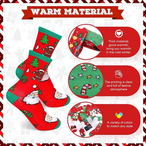 BBTO 70 Pairs Christmas Crew Socks Christmas Holiday Socks Colorful Cozy Fancy Xmas Winter Warm Festive Socks Novelty Santa Claus Socks for Christmas Women Men, Festive, Crew, Slipper Socks in Saudi Arabia