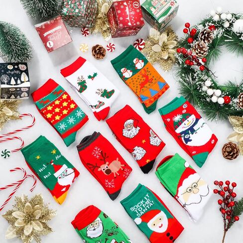 BBTO 70 Pairs Christmas Crew Socks Christmas Holiday Socks Colorful Cozy Fancy Xmas Winter Warm Festive Socks Novelty Santa Claus Socks for Christmas Women Men, Festive, Crew, Slipper Socks in Saudi Arabia