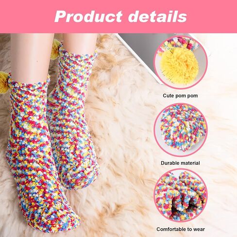 12 Pairs Fuzzy Socks Women Christmas Cake Socks Stocking Stuffers for Women Warm Slipper Socks Thick Soft Plush Sock for Valentine's Gifts Girls Winter Home Indoor Spa Socks in Saudi Arabia