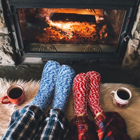 12 Pairs Fuzzy Socks Women Christmas Cake Socks Stocking Stuffers for Women Warm Slipper Socks Thick Soft Plush Sock for Valentine's Gifts Girls Winter Home Indoor Spa Socks in Saudi Arabia