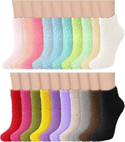 20 Pairs Winter Warm Fuzzy Socks Soft Slipper Socks Cute Cozy Sleeping Socks Women's Slipper Socks for Girls Kids Teen in Saudi Arabia