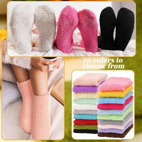 20 Pairs Winter Warm Fuzzy Socks Soft Slipper Socks Cute Cozy Sleeping Socks Women's Slipper Socks for Girls Kids Teen in Saudi Arabia