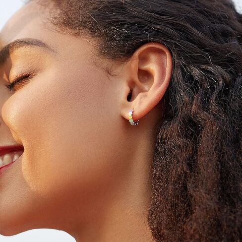 MOWIMO 925 Sterling Silver Heart Hoop Earrings Color CZ Flower Hypoallergenic Earrings for Women Fine Jewelry in Kuwait