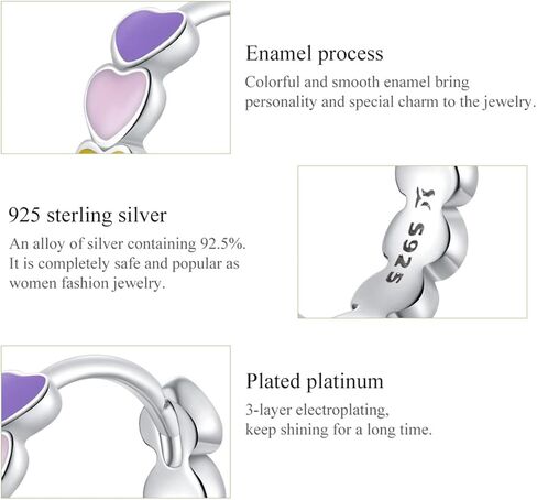 MOWIMO 925 Sterling Silver Heart Hoop Earrings Color CZ Flower Hypoallergenic Earrings for Women Fine Jewelry in Kuwait