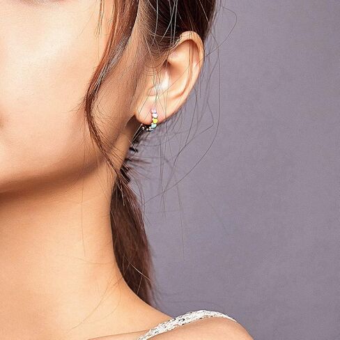 MOWIMO 925 Sterling Silver Heart Hoop Earrings Color CZ Flower Hypoallergenic Earrings for Women Fine Jewelry in Kuwait