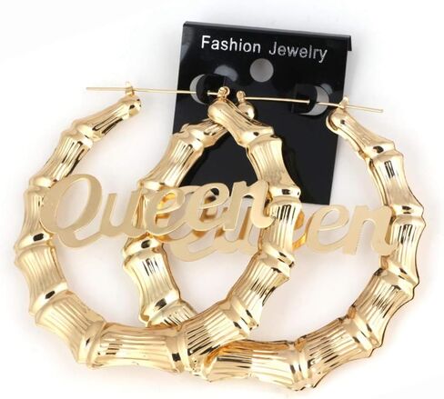 Oversized 90mm Vintage Round Bamboo Grain Earrings for Women Girls 90's Big Hoop Earrings Hip Hop Party Jewelry 90mm (Gold) in Saudi Arabia