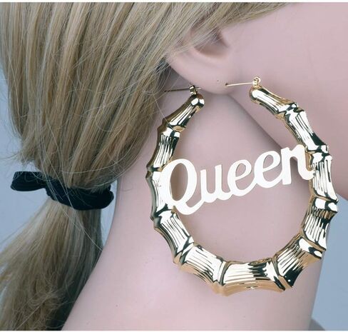 Oversized 90mm Vintage Round Bamboo Grain Earrings for Women Girls 90's Big Hoop Earrings Hip Hop Party Jewelry 90mm (Gold) in Saudi Arabia