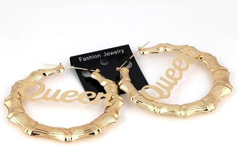 Oversized 90mm Vintage Round Bamboo Grain Earrings for Women Girls 90's Big Hoop Earrings Hip Hop Party Jewelry 90mm (Gold) in Saudi Arabia