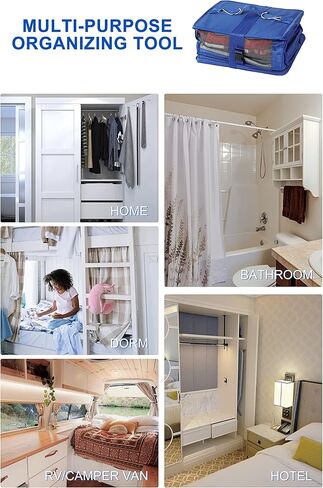 ELEZAY Hanging Packing Cubes Transformable Garment Closet Organizers Storage for Suitcases Carry on Luggage Compression Travel Bag with Shelves for Hotel Wardrobe Camper Accessories X-Large, Blue in Kuwait