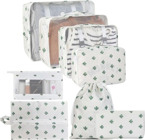 Agirlvct 8 Pcs Packing Cubes for Suitcases,Packing Cubes Clothes Storage Bag,Travel Luggage Organizers with Laundry Bag, Shoe Bag, Clothing Underwear Bag Suitcase Organizer Bags for Man Women in Kuwait