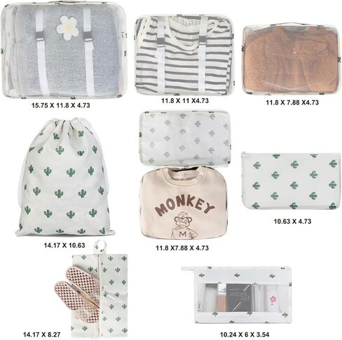 Agirlvct 8 Pcs Packing Cubes for Suitcases,Packing Cubes Clothes Storage Bag,Travel Luggage Organizers with Laundry Bag, Shoe Bag, Clothing Underwear Bag Suitcase Organizer Bags for Man Women in Kuwait