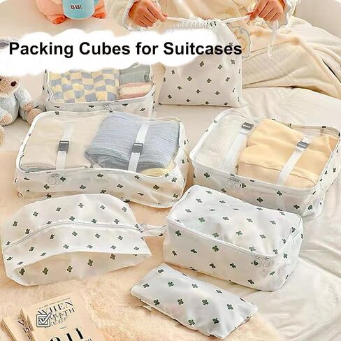 Agirlvct 8 Pcs Packing Cubes for Suitcases,Packing Cubes Clothes Storage Bag,Travel Luggage Organizers with Laundry Bag, Shoe Bag, Clothing Underwear Bag Suitcase Organizer Bags for Man Women in Kuwait