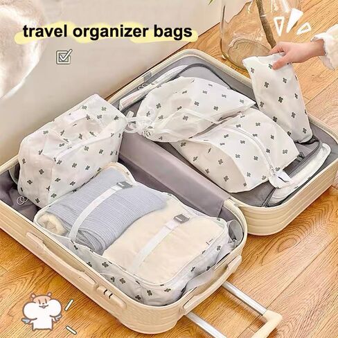 Agirlvct 8 Pcs Packing Cubes for Suitcases,Packing Cubes Clothes Storage Bag,Travel Luggage Organizers with Laundry Bag, Shoe Bag, Clothing Underwear Bag Suitcase Organizer Bags for Man Women in Kuwait