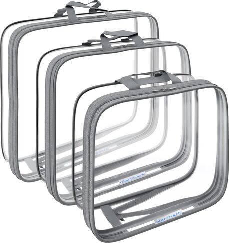 Clear Compression Packing Cubes 3 Set - Bags for Travel - Luggage Cube Organizer - Grey in Saudi Arabia