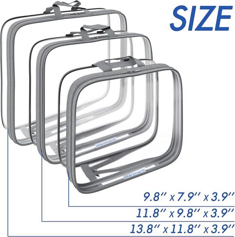 Clear Compression Packing Cubes 3 Set - Bags for Travel - Luggage Cube Organizer - Grey in Saudi Arabia