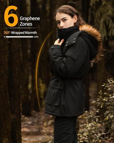Graphene Heated Jacket for Women with Battery Pack 16000mAh Waterproof Windproof in Kuwait