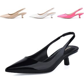 JENN ARDOR Womens Kitten Heels Closed Pointed Toe Elastic Slingback Sexy Low Heels Bridal Wedding Guest Dress Prom Pumps Shoes in Saudi Arabia