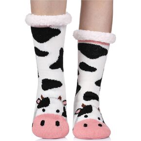 جوارب تروهان للنساء للشتاء، ناعمة وسميكة ومريحة، مبطنة بالصوف مع مقابض غير قابلة للانزلاق، جوارب منزلية منفوشة وغير قابلة للانزلاق in Kuwait