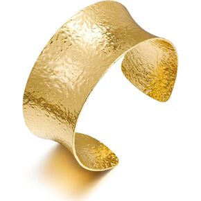 LILIE&WHITE Chunky And Slim Cuff Bracelet For Women Hammered Bangle Bracelet Twisted Cuff Bangle Bracelet Filigree Leaf Cuff Bangles Wide Open Cuff Bracelet